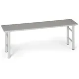 Umkleidebank, Sitz aus laminierte Spanplatte, 1500 mm breit, graue Beine
