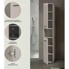 WELLTIME Florenz Stauraumschrank 30 x 185 x 30 cm Beige