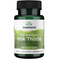 Swanson Full Spectrum Milk Thistle (Mariendistel), 500mg, 30 Kapseln, Laborgeprüft, Sojafrei, Glutenfrei, Ohne Gentechnik