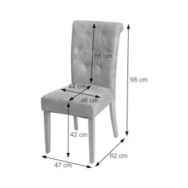Mendler 2er-Set Esszimmerstuhl Chesterfield II, Stuhl Küchenstuhl, Nieten ~ Kunstleder, schwarz, dunkle Beine