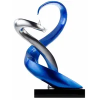 KUNSTLOFT Skulptur, Blau, Silber, Stein, 63x45x28 cm, Dekoration, Skulpturen