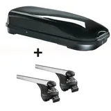 VDP Skibox schwarz VDP JUFL580 580 Liter abschließbar + Alu-Relingträger Quick aufliegende Reling im Set Alu Mercedes GLC ab 2015