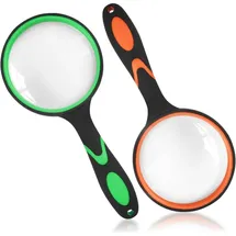 xisrens 2er-pack Leselupe 65 Mm, Handlupe Mit Rutschfestem Gummigriff, Geeignet Für Kinder Und Senioren Für Wissenschaftliche Bücher, Zeitungen, Insekten Und Hobbys
