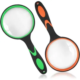 xisrens 2er-pack Leselupe 65 Mm, Handlupe Mit Rutschfestem Gummigriff, Geeignet Für Kinder Und Senioren Für Wissenschaftliche Bücher, Zeitungen, Insekten Und Hobbys