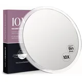 Mavoro 23 cm Vergrößerungsspiegel mit 3 starken Saugnäpfen | 10X Vergrößerung | Tragbarer Reise Make-up- & Kosmetikspiegel (10X)