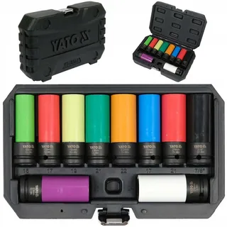 Yato Steckschlüssel Schlagschrauber-Nuss, Schlagnuss SET 1/2“ 15 - 24mm 7/8”