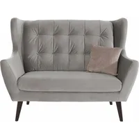 2-Sitzer HOME AFFAIRE "Hemmink", grau (grau, hellgrau), B:144cm H:107cm T:94cm, Samtvelours (100% Polyester);Luxus-Microfaser (100% Polyester);Struktur (94% Polyester, 6% Polyacryl), Sofas, mit Knopfheftung