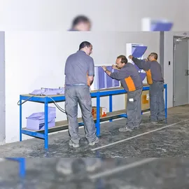 Simonrack Werkbank 600 kg Belastbarkeit, 84,2x121x76 cm, Große Arbeitsfläche Arbeitsfläche, Arbeitstisch, Holz-Arbeitsplatte, Blau/Holz - BT0