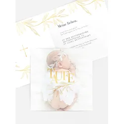 Einladungskarten Taufe selbst gestalten mit Spruch und Fotos im Onlinedesigner bei Meine-Kartenmanufaktur.de