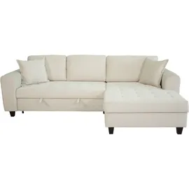 trends by hg Eckcouch Polyester mit Bettfunktion 3-Sitzer Beige