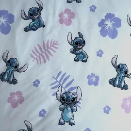 Jerry Fabrics Wendebettwäsche Lilo und Stitch Blumen Lila 140 x 200 cm + 70 x 90 cm