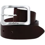 Mustang Ledergürtel mit eckiger Dornschließe in Dunkelbraun-100