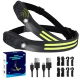 Winthai Stirnlampe Led Wiederaufladbar, 2 SuperHell 450 Lux Mit 5 Modi 1500mAh Kopflampe, 230°Ultra Weitwinkel Stirnlampe Led, 95g Licht IPX4 Wasserdicht,
