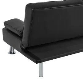 Beliani Schlafsofa Kunstleder 3-Sitzer Schwarz