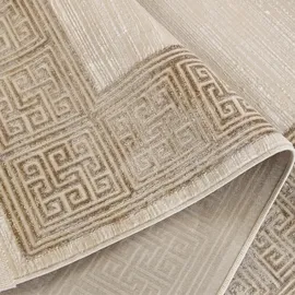 Sehrazat Teppich SEHRAZAT "Venus 7798", beige (beige, creme), B:200cm H:11mm L:300cm, Obermaterial: 60% Polyester, 40% Polypropylen, Teppiche, Teppich, Kurzflor, Orient Vintage Optik, mit Fransen, Wohnzimmer