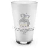 Mr. & Mrs. Panda Glas Pinguine Kuscheln - Transparent - Geschenk, Latte Macchiato, Cappucci, Premium Glas, Edles Matt-Design