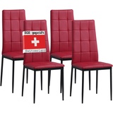 Albatros Esszimmerstühle RIMINI 4er Set, Rot - Edles Italienisches Design, Polsterstuhl mit Kunstleder-Bezug, Modern und Stilvoll am Esstisch