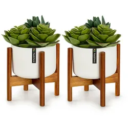 Thorn Blumentopf mit Ständer 2er-Set 50er Jahre StilWeiß