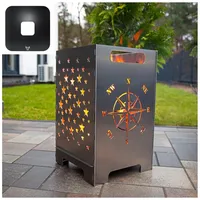 tuning-art Windrose Feuerkorb Feuertonne Feuerschale + Grillplatte Feuerplatte