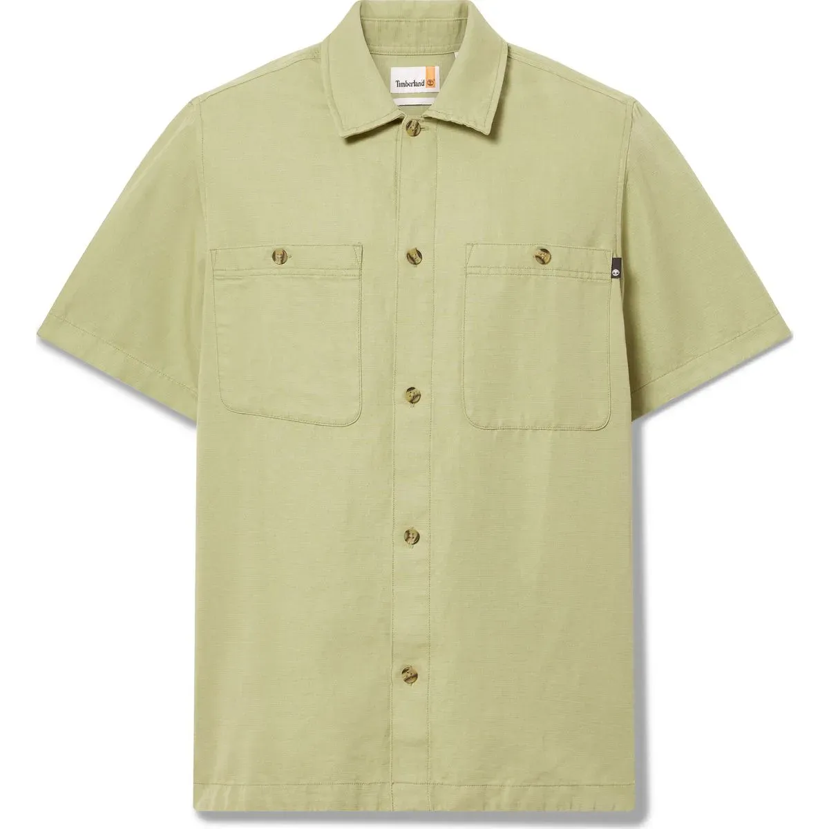 Timberland Mens Cotton Linen Short Sleeve Utility Overshirt sage XXL