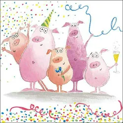 Ambiente 20 Servietten Papier 33x33cm 3-lagig - hochwertige Einweg Papierservietten für Geburtstag Karneval Silvester Party Party Schweinchen Tischdeko