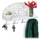 Relaxdays Wandgarderobe Antik Design Weiß