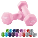 Miweba Sports Neopren Hantelset NKH100 | Profi Hantel - Hexagon Hanteln Set - Kurzhanteln - Kurzhantel Set - Gymnastikhanteln - Hantel Set - Dumbbell - 0,5-10 Kg (2X 1.0 kg, Rosa)