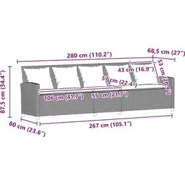 vidaXL Gartensofa 5-Sitzer Loungesofa grau