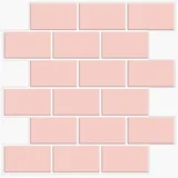 WoStick Klebefliesen Küche, Rosa Fliesenaufkleber 10 Bögen, Dickere Küchenrückwand Selbstklebend, Spritzschutz-Fliesen für Küche, 30,5 x 30,5 cm