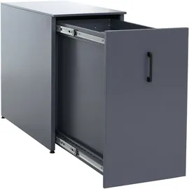Mendler Aktenschrank HWC-Q27, Büroschrank Stahlschrank, Stützrad Staufächer, Metall 74x43x80cm ~ dunkelgrau