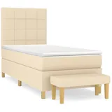 vidaXL Boxspringbett mit Matratze Creme 80x200 cm Stoff