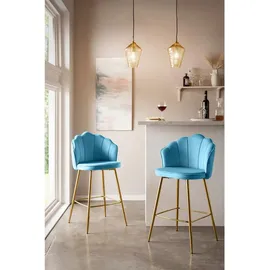 SalesFever »Clam Barstuhl mit Stil« Set, 2er Set, Extravagantes Muscheldesign im praktischen 2er Set, blau Textil, konisch, 52x100x54 cm, Esszimmer, Barmöbel, Barhocker