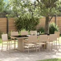 vidaXL Garten Essgruppe 9-tlg. Beige