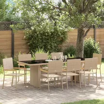 vidaXL Garten Essgruppe 9-tlg. Beige