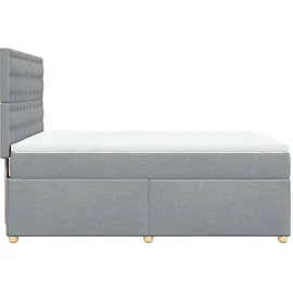 vidaXL Boxspringbett mit Matratze Hellgrau 140x200 cm Stoff
