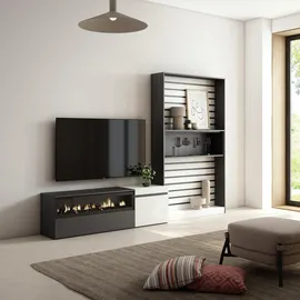 SKRAUT HOME WOHNWAND Elektrokamin, weiß, schwarz, 260/35/186cm