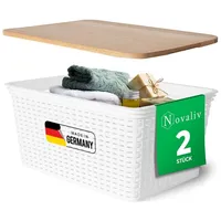 Novaliv - 2x Aufbewahrungsbox 2x Aufbewahrungsbox, 2x Holzdeckel