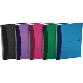 Oxford Spiralbuch PP A4 Liniert 90 Blatt, mit Lineal,Sortiert