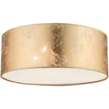 GLOBO Deckenleuchte gold Textil Deckenlampe Stoffschirm Wohnzimmerleuchte Decke gold, nickel-matt satiniert, 3 Flammig E14, DxH 40x17,5 cm