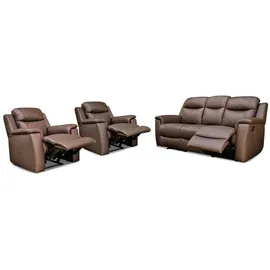 vente-unique Ledergarnitur Relax 3+1+1 - Braun - EVASION