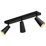 Lucande Angelina Deckenlampe schwarz-gold, 3-fl.