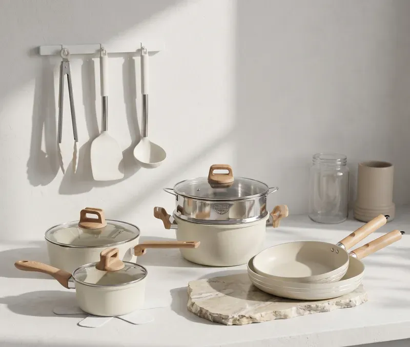 PURECOOK Antihaft-Kochgeschirr-Set Serie | 12-teiliges Aluminium-Marmor-Antihaft-Kochgeschirr-Set