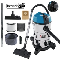 Arebos Industriesauger 5in1, Nass-& Trockensauger, 1300W, 30 L, 1300 W, Verwendbar als Trockensauger mit Beutel und Filter sowie als beutelloser Wassersauger mit praktischem Wasserablass für schnelle Entleerung, 360° Rollen für optimale Rangierbarkeit blau