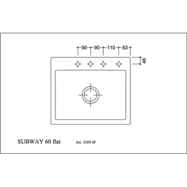 Villeroy & Boch Subway 60 S flat weiß alpin + Handbetätigung + Lochbohrungen 1 + 3