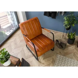 Massivmoebel24 Sessel Echtleder 59 x 85 x 84 cm Cognac
