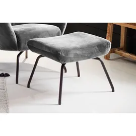 KAWOLA Ohrensessel LOTTE Velvet 79 x 117 x 0 cm Silber mit Hocker