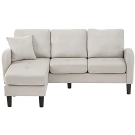 Merax Eckcouch Leinen 3-Sitzer Beige