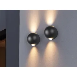 meine wunschleuchte 2er SET kleine LED Außenwandleuchten, Up and Down Außenleuchten Schwarz Ø 10cm