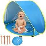 Moageme Baby Strandmuschel Pop-Up Baby Strandzelt, UV-Schutz UPF 50+ Automatisches Baby Sonnenschutz Zelt mit Pool, Tragbares leichtes Sun Shade Shelter für Strand, Camping, Wandern, Picknicks