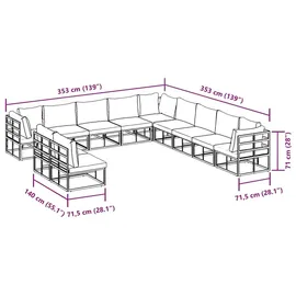 vidaXL Garten-Lounge-Set 11-tlg. schwarz